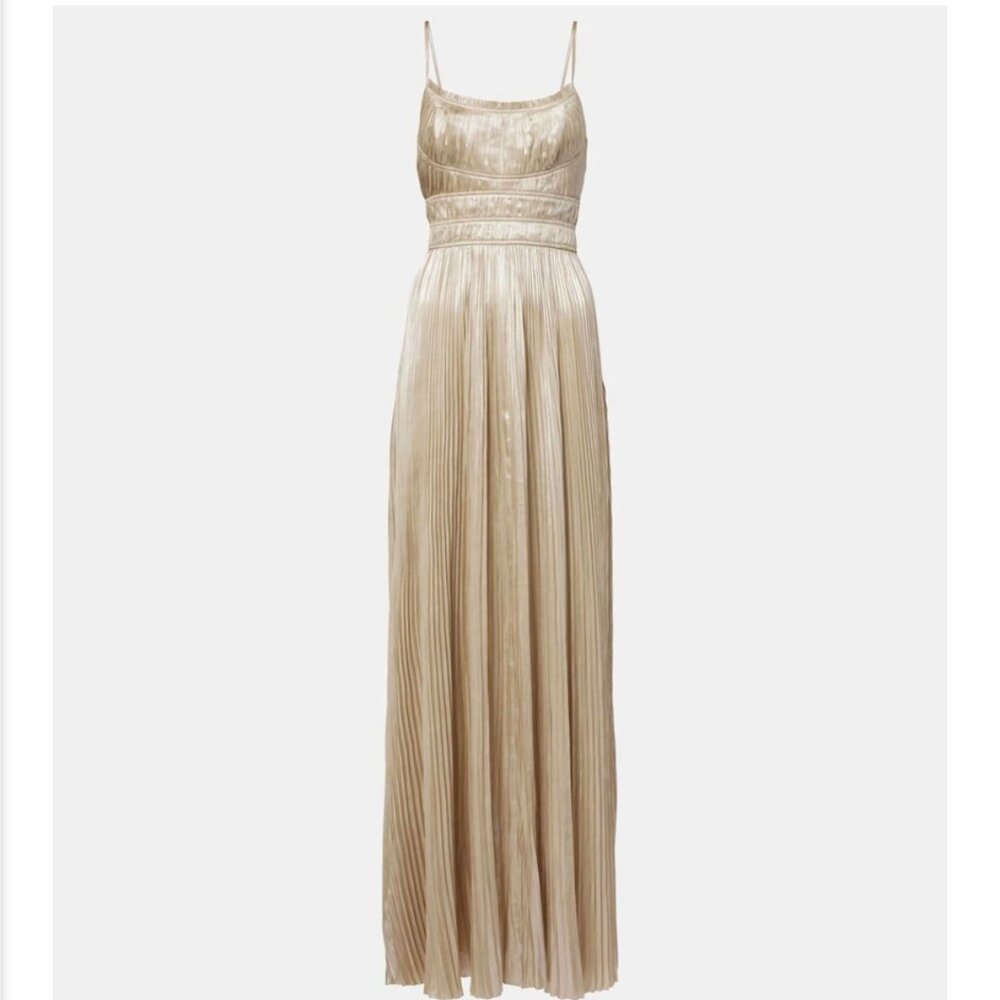 Ulla Johnson Reine Plisse" Satin Gown in Opal